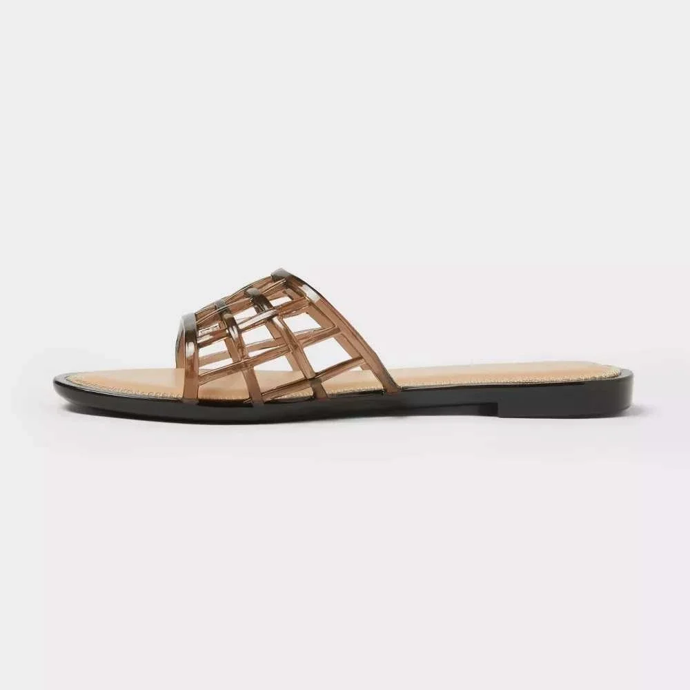 Women's Harbor Jelly Slide Sandals by A New Day Brown Size 8 New With Tags